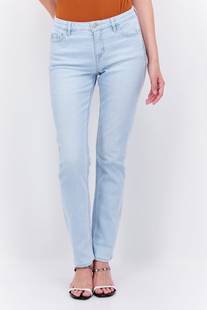 ESPRIT Women Straight Fit Washed Stretchable Jeans, Light Blue - Image 1