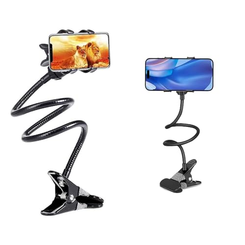 STRIFF Flexible Mobile- Stand, Mobile Clip Holder, Metal Built -for Video, Heavy Duty Foldable Tabletop Holder with 360° Rotation, Multi Angle Clamp for All Smartphones (Black) - Image 1