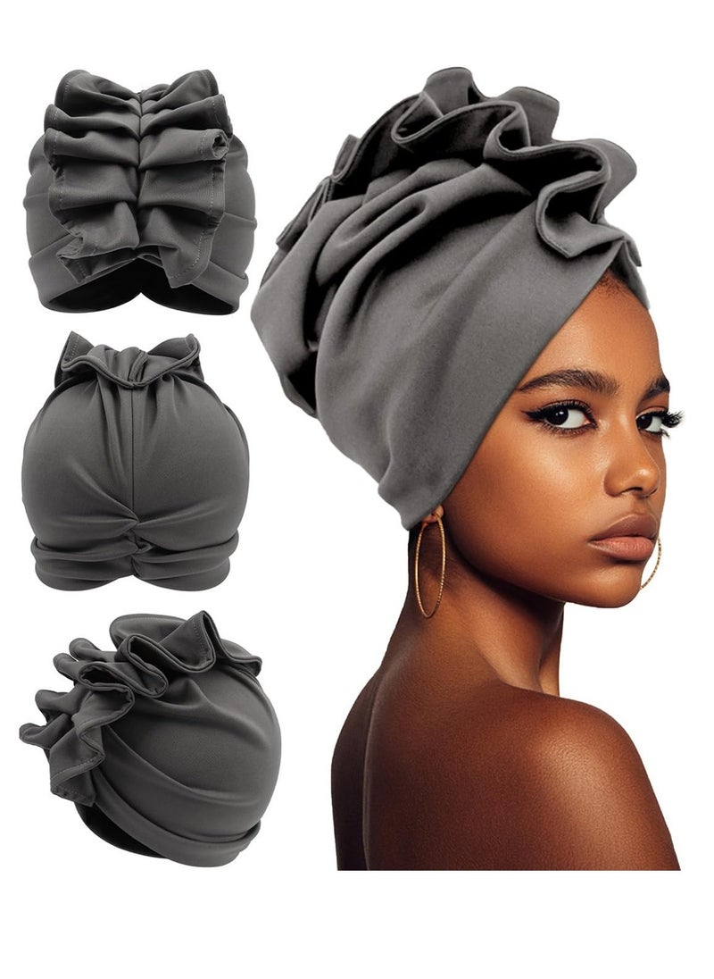 SYOSI - Stretch Turban Hats for Women, Soft Pre-Tied Bonnet with Double Layered Ruffles, Comfortable Headwraps, Ideal for Hair Care - Image 1