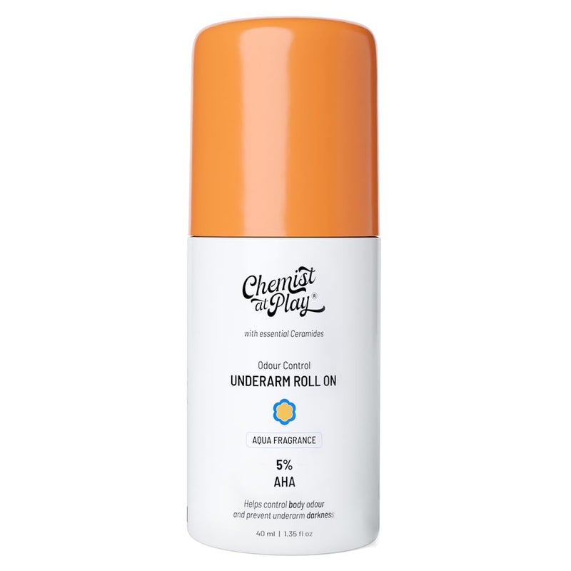 Chemist at Play UnderArm Roll-On with 5% AHA| Lactic & Mandelic Acid|Prevents Odour, Brightens Skin & Exfoliates Underarm | For Sensitive Skin | Aqua Fragrance | Alcohol & Aluminium Free | 1.35 fl oz - Image 1