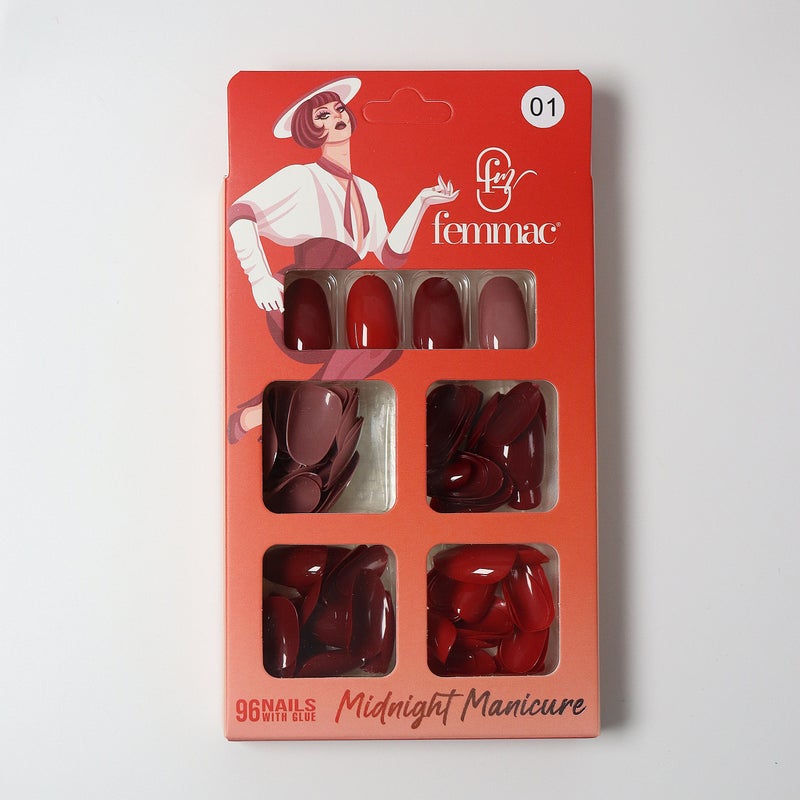 Midnight Manicure Press-On False Nails – Reusable, Lightweight, Salon Finish, 01 Oval