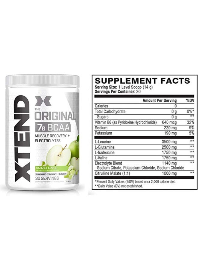 XTEND Original BCAA Powder Zero Sugar With Electrolytes for Hydration & Muscle Repair, Post-Workout Supplement,  Green Apple Flavors - 30 Servings - Image 2