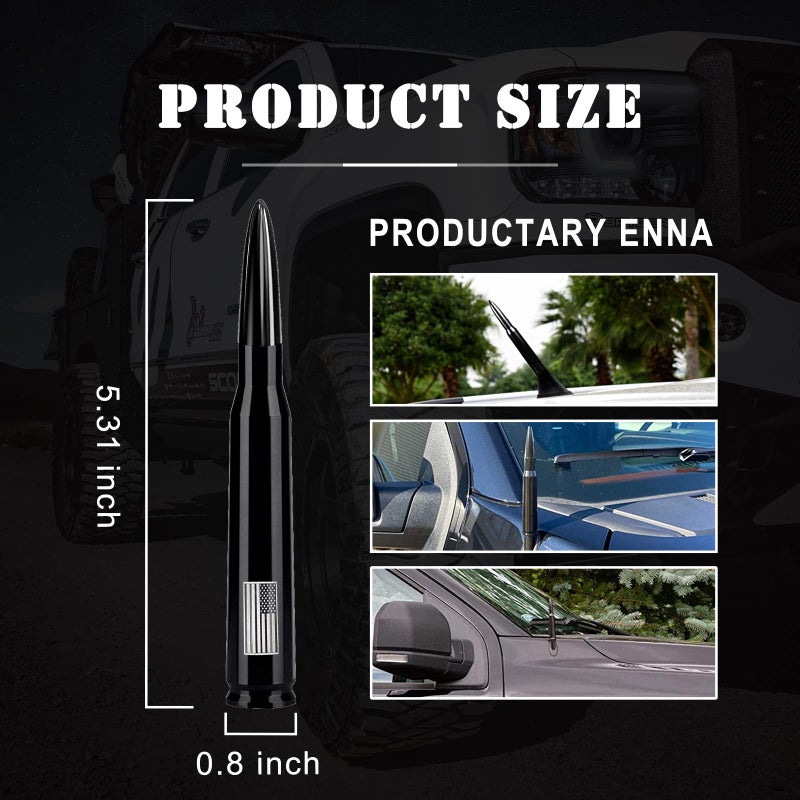 Ajxn 1 PC Car Truck Bullet Antenna, Automobile Antenna Mast, Suitable for GM Chevy Silverado 1500 3500 HD Avalanche GMC Sierra 1500 3500 Denali Heavy Duty Pickup Trucks Accessories (Black) - Image 3
