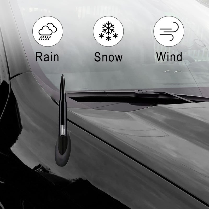 Ajxn 1 PC Car Truck Bullet Antenna, Automobile Antenna Mast, Suitable for GM Chevy Silverado 1500 3500 HD Avalanche GMC Sierra 1500 3500 Denali Heavy Duty Pickup Trucks Accessories (Black) - Image 2