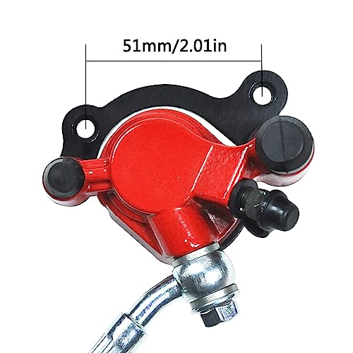 HOLATO 50 Inch Upgraded Hydraulic Brake Master Cylinder Caliper System with Brake Pads for 97cc 2.8HP Baja DoodleBug Dirt Bug DB30 Blitz Mini Bike Mini Moto On Left 7/8" Handlebars Parts (RED) - Image 3