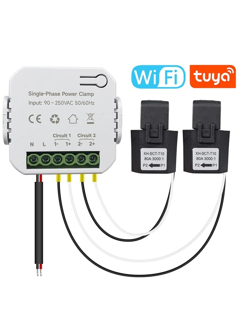 AROAQ Tuya Wifi Single-phase Energy Meter 80A with CT Clamp Cellphone App Kwh Power Consumption Monitor Electricity Statistics 90- 250VAC 50/60Hz - Image 1