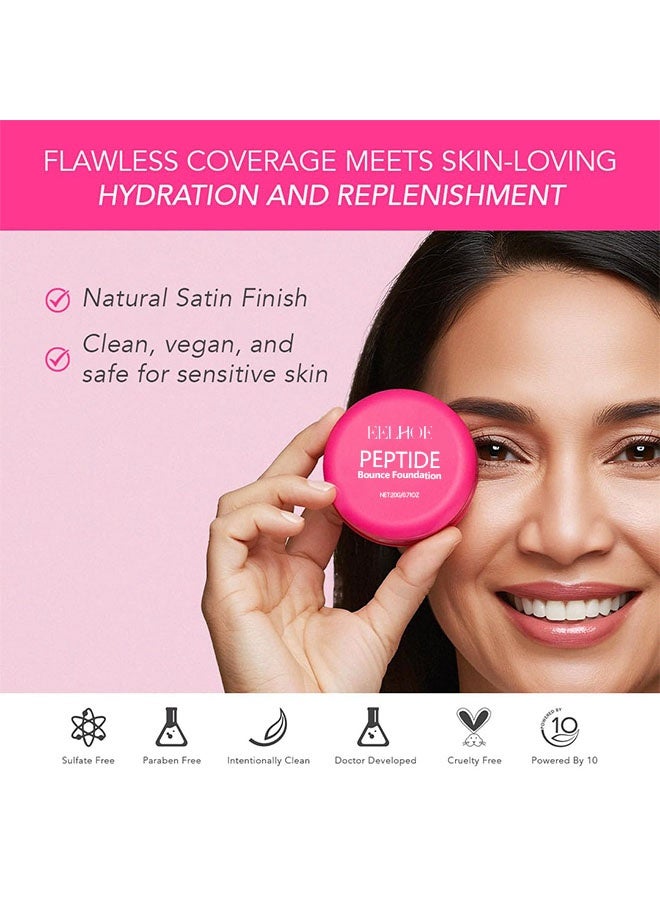 EELHOE Peptide Bounce Foundation ， Anti-Aging Vegan Makeup with Firming Peptides, Medium Buildable Coverage, Blurs Wrinkles & Smooths Skin Texture - Clean Formula for Mature Skin 20g，# Ivory White - Image 4