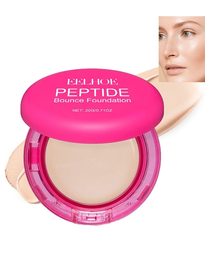 EELHOE Peptide Bounce Foundation ， Anti-Aging Vegan Makeup with Firming Peptides, Medium Buildable Coverage, Blurs Wrinkles & Smooths Skin Texture - Clean Formula for Mature Skin 20g，# Ivory White - Image 1