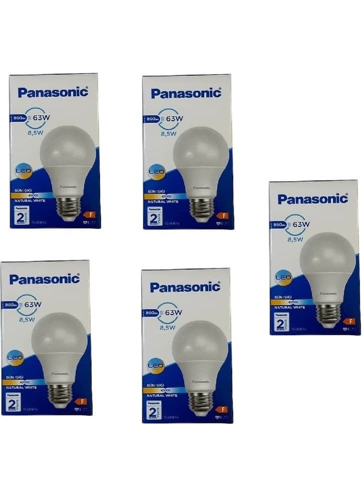 Panasonic - 8.5 W 60 W 4000K LED Bulb E-27 Socket Warmwhite Light 5 Pcs - Image 1