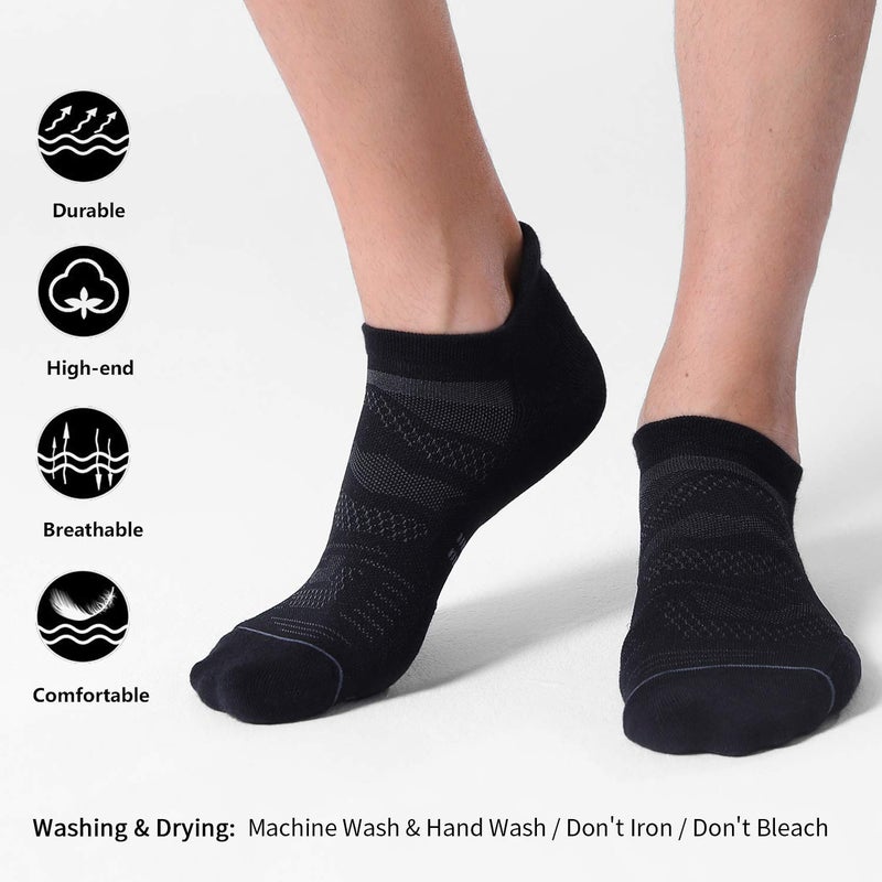 CS CELERSPORT 6 Pack Men's Running Ankle Socks with Cushion, Low Cut Athletic Sport Tab Socks - Image 3