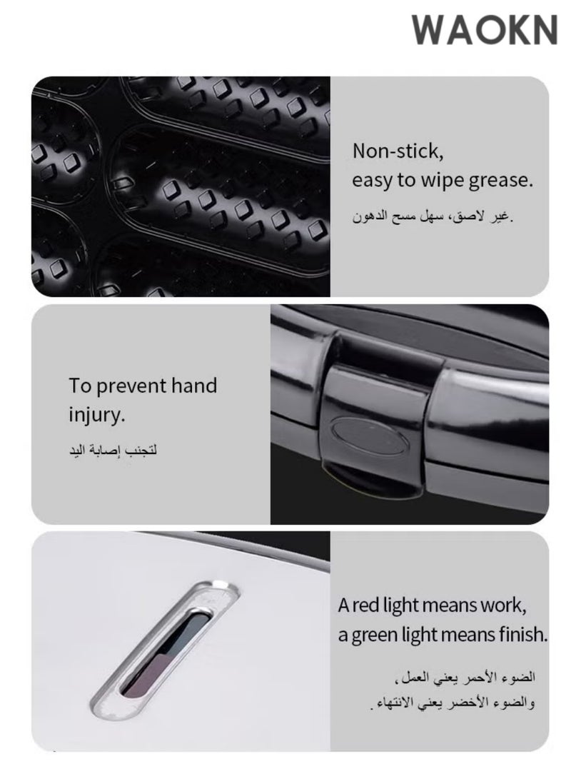 دبليو أيه أو كي أن آلة صنع وافل الهوت دوج، آلة صنع وافل الذرة مع لوحة طلاء غير لاصقة، آلة صنع الهوت دوج، محمصة الخبز، اصنع 6 قطع من كورن دوج، آلة صنع وافل الذرة، اصنع كورن دوج في دقائق، سهلة التنظيف - Image 4