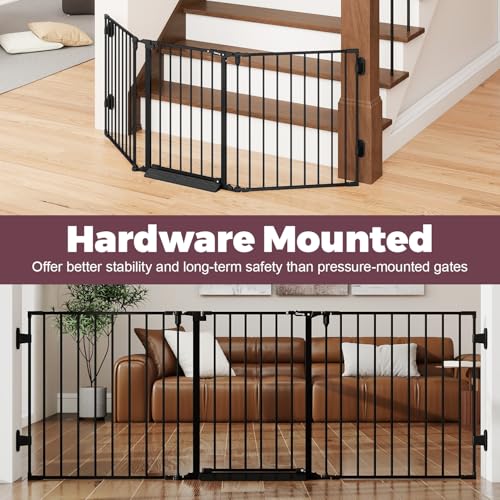Cideny 29.4-78" Extra Wide Baby Gate, Long Dog Gates Indoor for Doorways Stairs, Essential Large Safety Gate for Child Toddler with Anti-Trip Pedal, Adjustable Pet Gate, 28" Tall 3 Metal Panels Black - Image 2