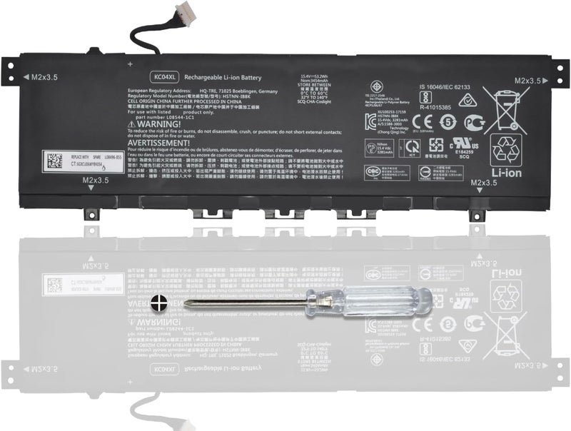 KC04XL Laptop Battery for HP Envy X360 13-AG 13M-AQ 13-AH 13-AR 13-AR0000AU 13-AH1006TX 13-AQ1013TX 13-AQ1029TX HSTNN-DB8P HSTNN-IB8K L08544-1C1 L08544-2B1 L08496-855 15.4V/53.2Wh/3454mAh/4Cell - Image 1