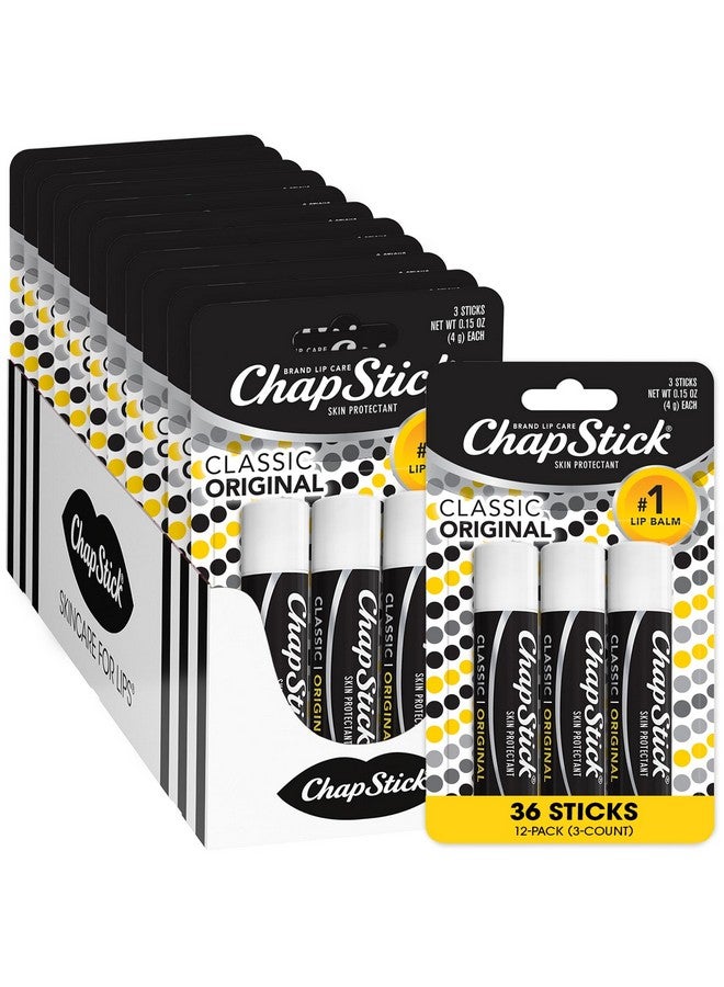 تشابستيك مرطب شفاه ChapStick Bulk، عبوة كلاسيكية أصلية من 3 قطع (12 مجموعة/36 أنبوبًا) - عناية مرطبة بالشفاه، 0.15 أونصة لكل عبوة - Image 1