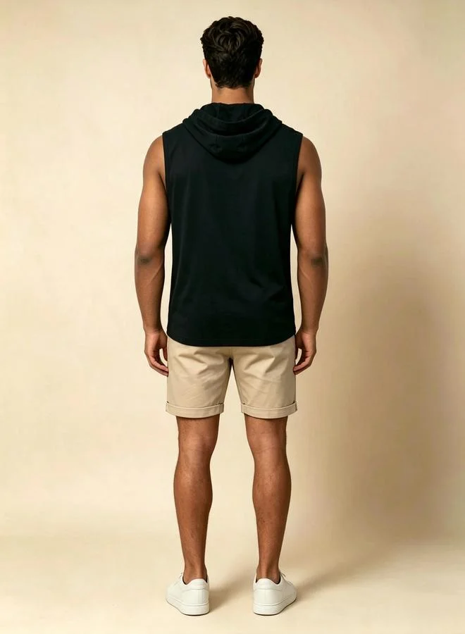 Take Two Men Black Sleeveless Hoodie Tank Top