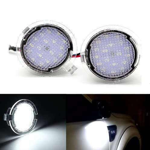 x xotic tech زوج أضواء LED تحت المرآة Puddle Lights تركيب أصلي خالٍ من الأخطاء متوافق مع Ford F150 Raptor Explorer أو Lincoln أو Mercury أو Toyota 6000K Xenon White Part 3F1Z13B375AA 3F1Z13B375AA