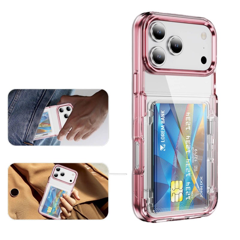 غطاء واقي بPC لـ iPhone 16 / 16 Plus / 16 Pro / 16 Pro Max باللون أسود بوظيفة حامل مع حامل قابل للطي وحامل بطاقات مع مقاوم للصدمات مع حماية من السقوط للرحلات اليومية للعائلة - Image 4