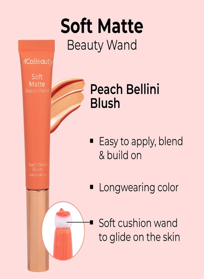 MCoBeauty Soft Matte Beauty Wand, Peach Bellini Blush, Velvety Finish of Buildable Color, Vegan, Cruelty Free Cosmetics - Image 4