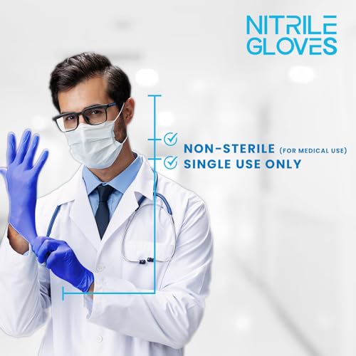 Romsons Blue Nitrile Medical Examination Hand Gloves - Medium (100 Pieces) - Image 3