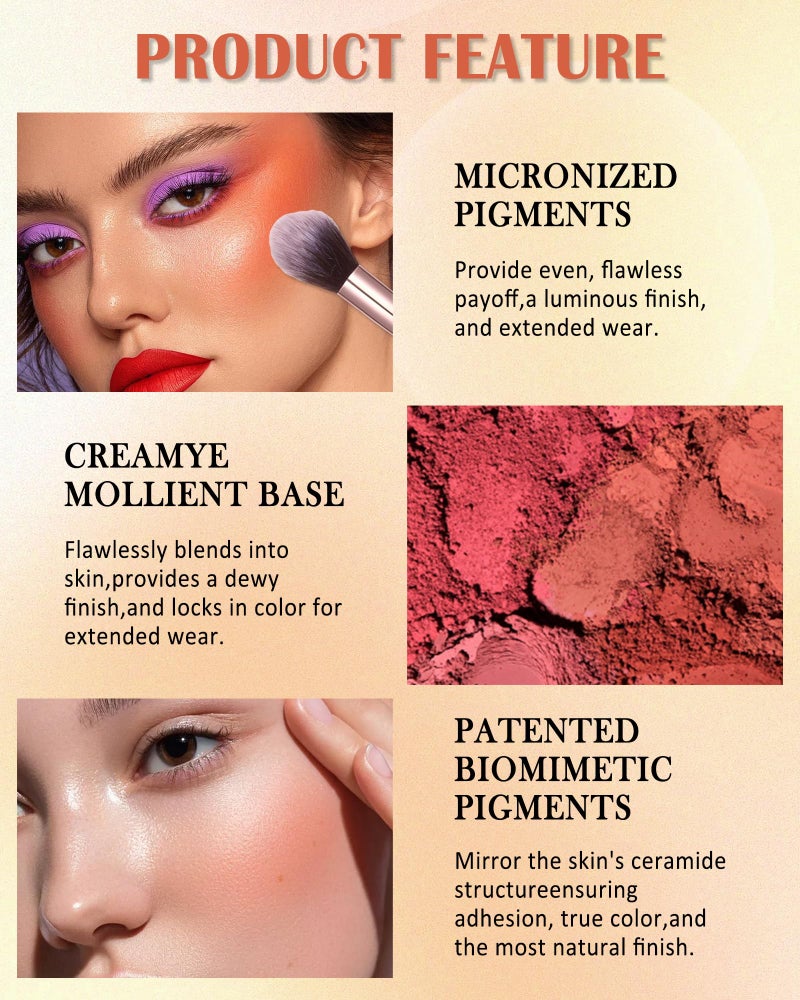 LYSdefeu Matte Face Blush Palette with Brush-6 Color High Pigment Mineral Blendable Blusher Contour Powder for Cheeks,Longlasting Facial Beauty Cosmetic,Mother's Day Christmas Makeup Gift for Women-Set 02 - Image 4