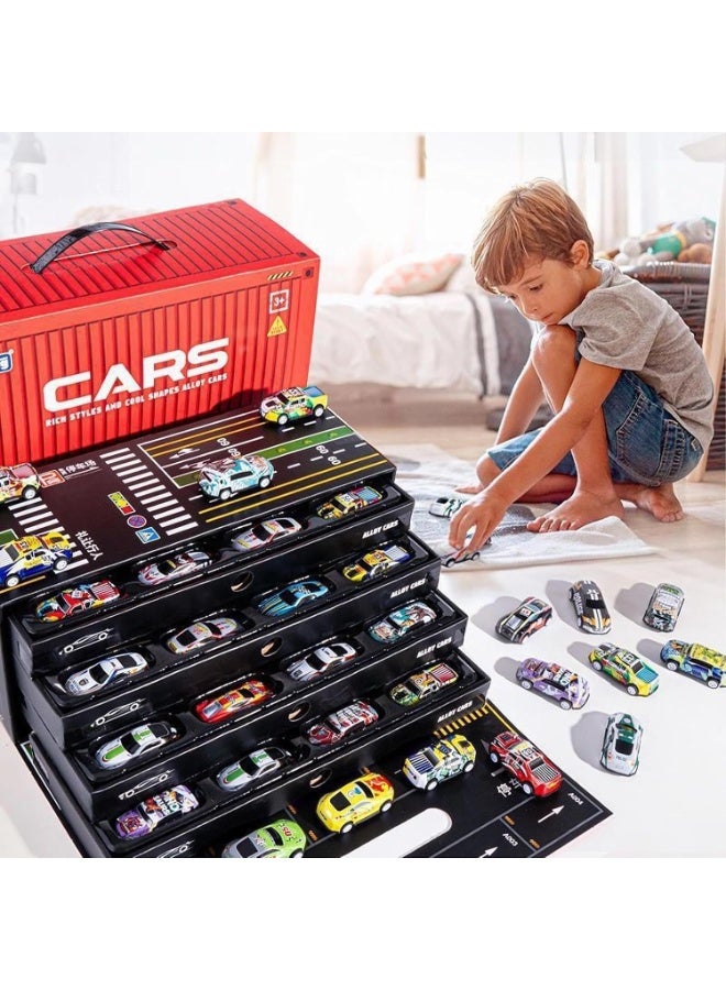 48 قطعة سيارات معدنية قابلة للسحب، سيارات سباق مصغرة من سبائك معدنية، ألعاب سيارات دفع وسحب للأطفال، هدايا حفلات مناسبة للأطفال الأولاد والبنات، هدايا عيد الميلاد، ألعاب هدايا - Image 1