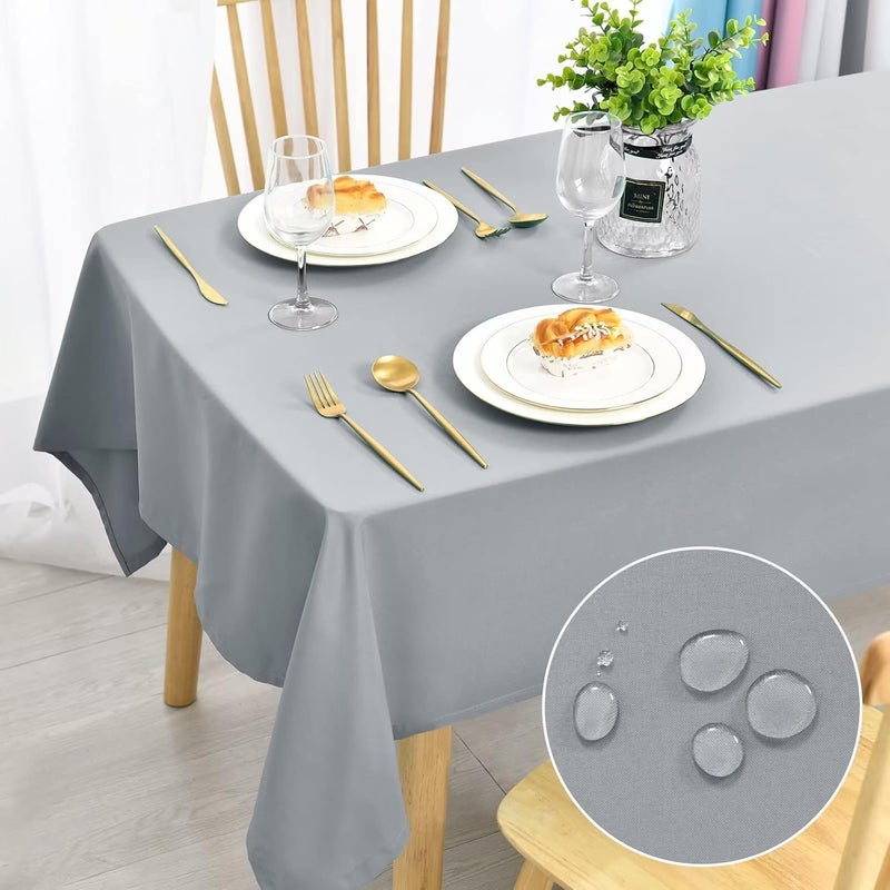 DWCN Silver Grey Tablecloth Stain Protection Washable Table Linen Waterproof Table Cloth for Dining Room, Garden, Party, Weddings or Household, 130 x 220 cm - Image 1