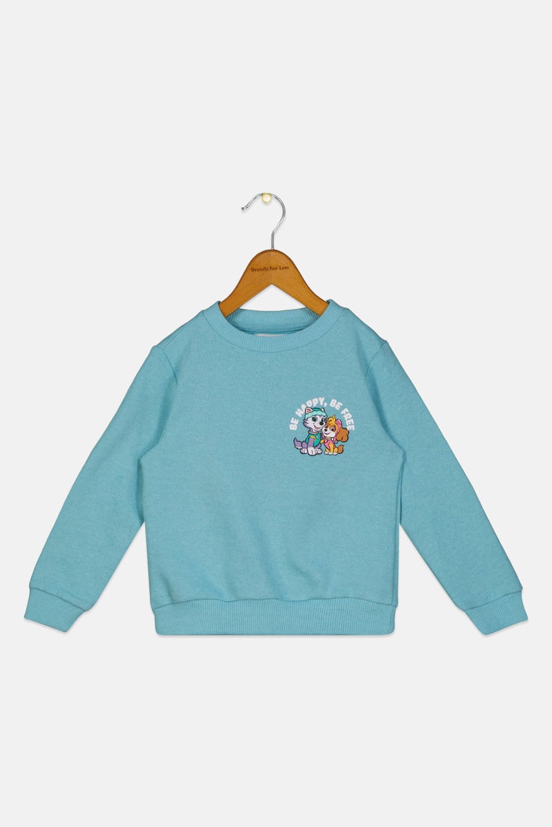 Sinsay سويت شيرت بأكمام طويلة مع رقبة مضلعة للبنات من باو باترول × سينساي، لون أخضر نعناعي - Image 1