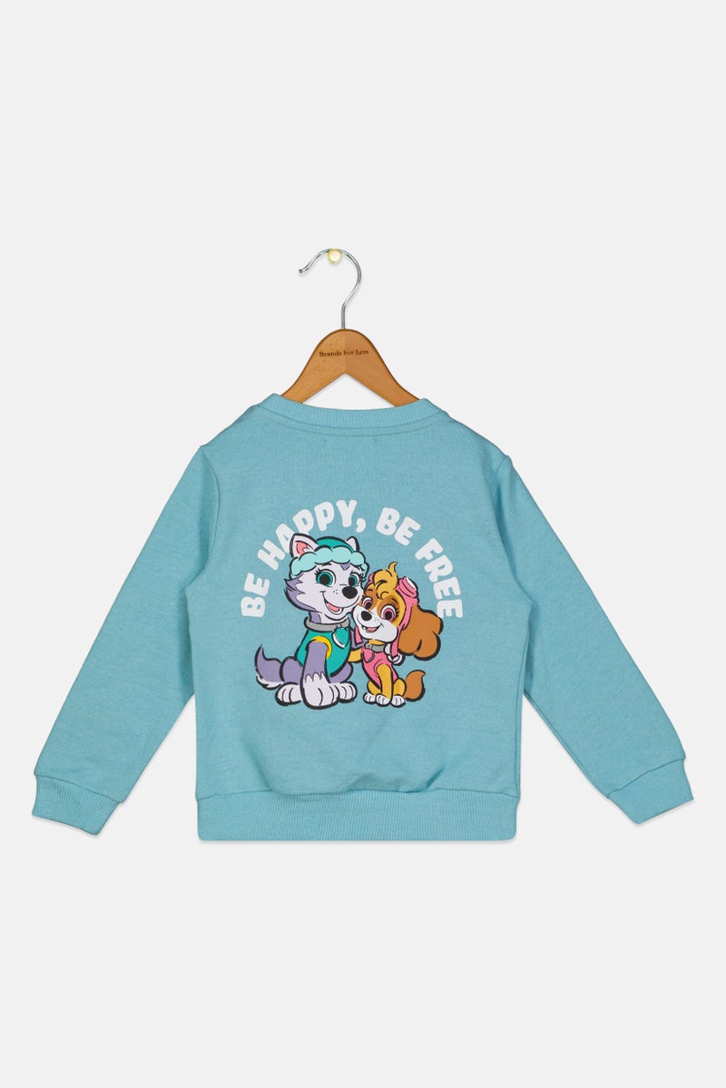 Sinsay سويت شيرت بأكمام طويلة مع رقبة مضلعة للبنات من باو باترول × سينساي، لون أخضر نعناعي - Image 2