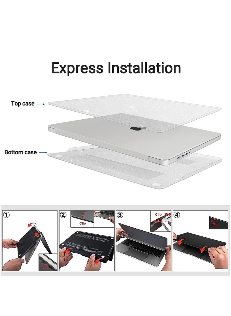 Generic - Ultra-thin Plastic Hard Shell Protective Case for MacBook Pro 14 Inch 2024 2023 2021, Case for Mac Pro 14 M4 M3 M2 M1 Pro/Max A3112/A3185/A3401/A2442/A2779/A2918/A2992, Crystal Glitter - Image 1