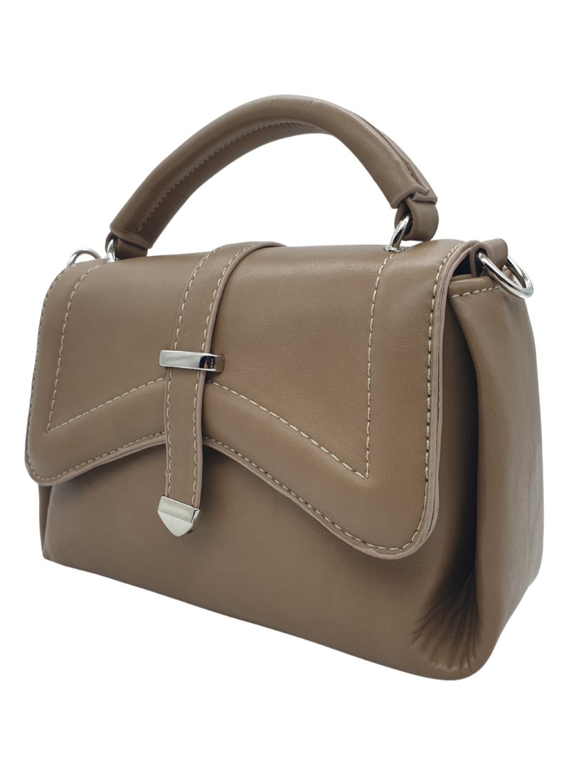 TO FASHION TO 3006 LEATHER WOMEN, GIRLS TOP HANDLE BAG, CROSS BODY BAG, SHOULDER BAG, WITH ATTATCHED BELT, MODERN, UNIQUE AND ELEGANT DESIGN, DIMENSIONS 15*22*10 CM COFFEE A  - Image 2