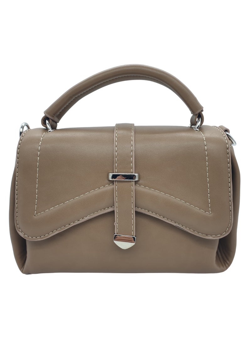 TO FASHION TO 3006 LEATHER WOMEN, GIRLS TOP HANDLE BAG, CROSS BODY BAG, SHOULDER BAG, WITH ATTATCHED BELT, MODERN, UNIQUE AND ELEGANT DESIGN, DIMENSIONS 15*22*10 CM COFFEE A  - Image 3