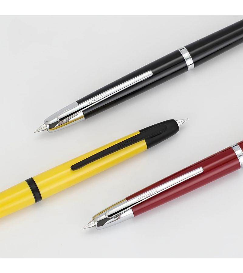 Retractable Fountain Pen EF Tip 0.38mm Black Resin Writing Gift Pen Converter Included - Image 3