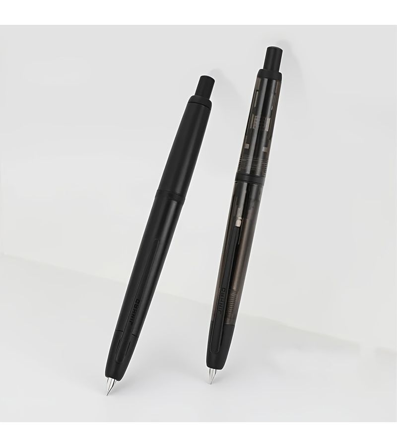 Retractable Fountain Pen EF Tip 0.38mm Black Resin Writing Gift Pen Converter Included - Image 4