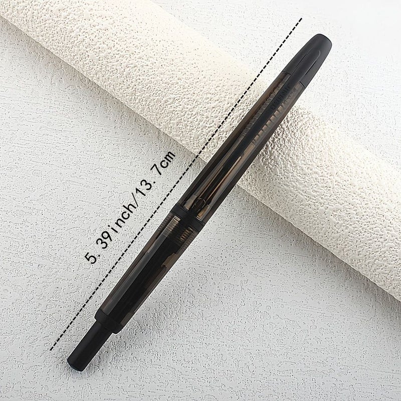 Retractable Fountain Pen EF Tip 0.38mm Black Resin Writing Gift Pen Converter Included - Image 2