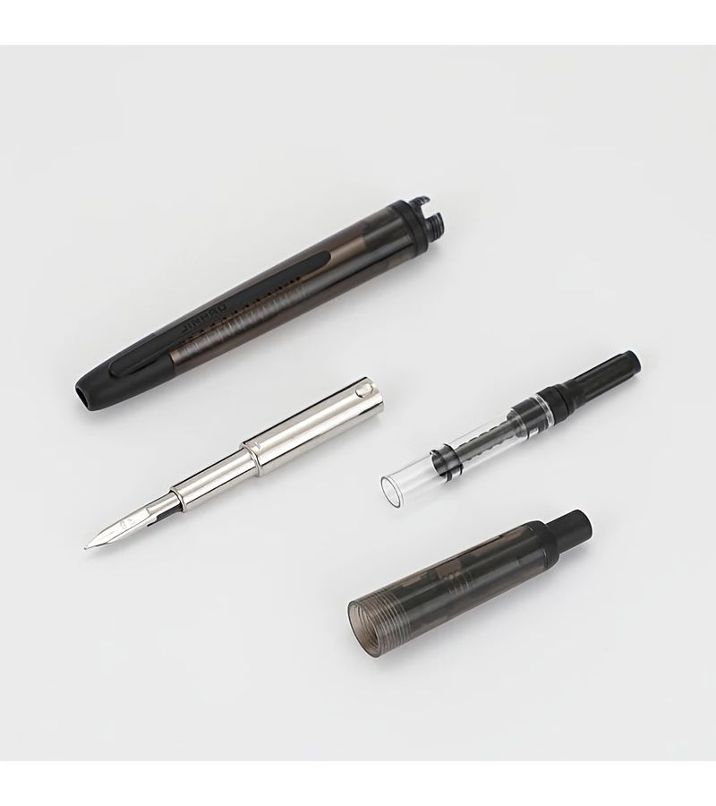 Retractable Fountain Pen EF Tip 0.38mm Black Resin Writing Gift Pen Converter Included - Image 5