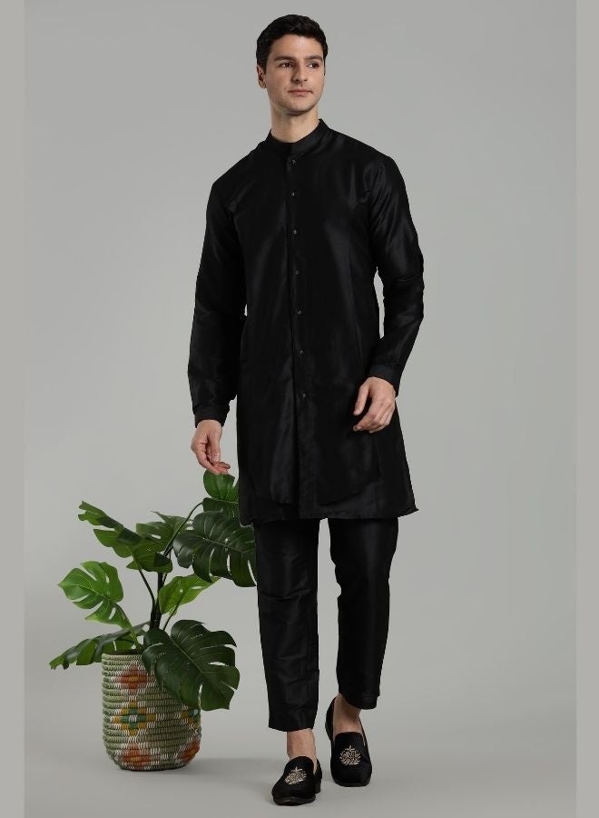 Abhishti Black Flap Detail Button Down Kurta - Image 3