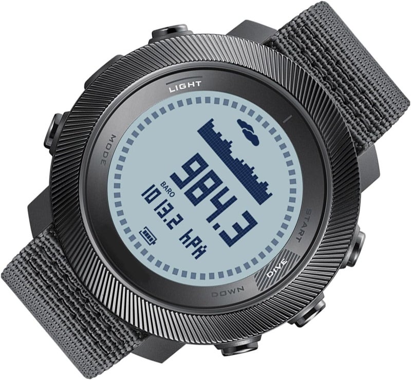 Luocute Outdoor Diving Watch, LED Backlight Compass Thermometer Altimeter Barometer 100M Water Proof with Dive Logging World Time Alarm, for Diving Swimming Hiking Jogging - Image 3