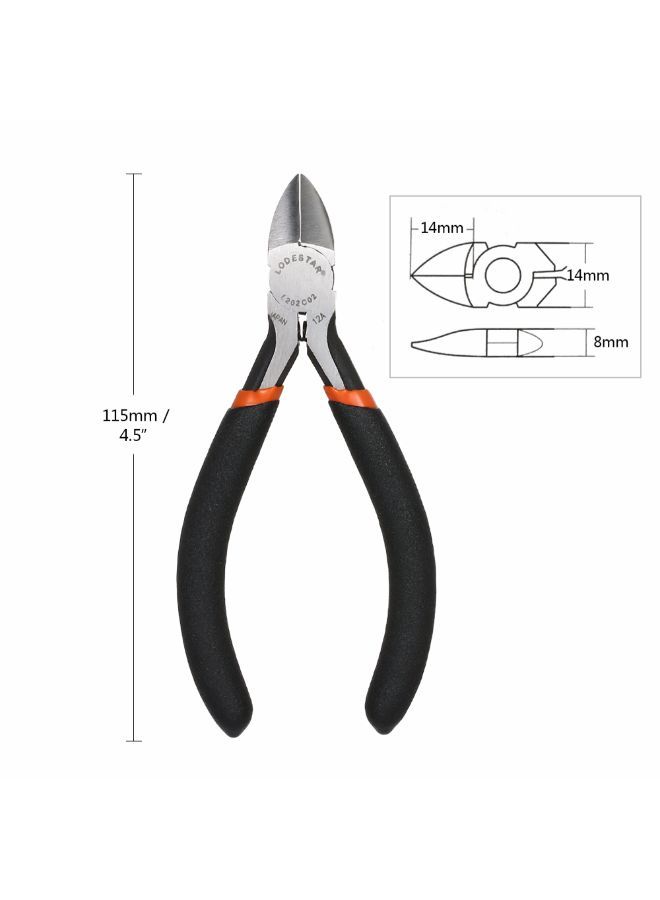 NIBEMINENT High-Carbon Steel Plastic Nipper Diagonal Cutting Plier Black/Silver  - Image 4