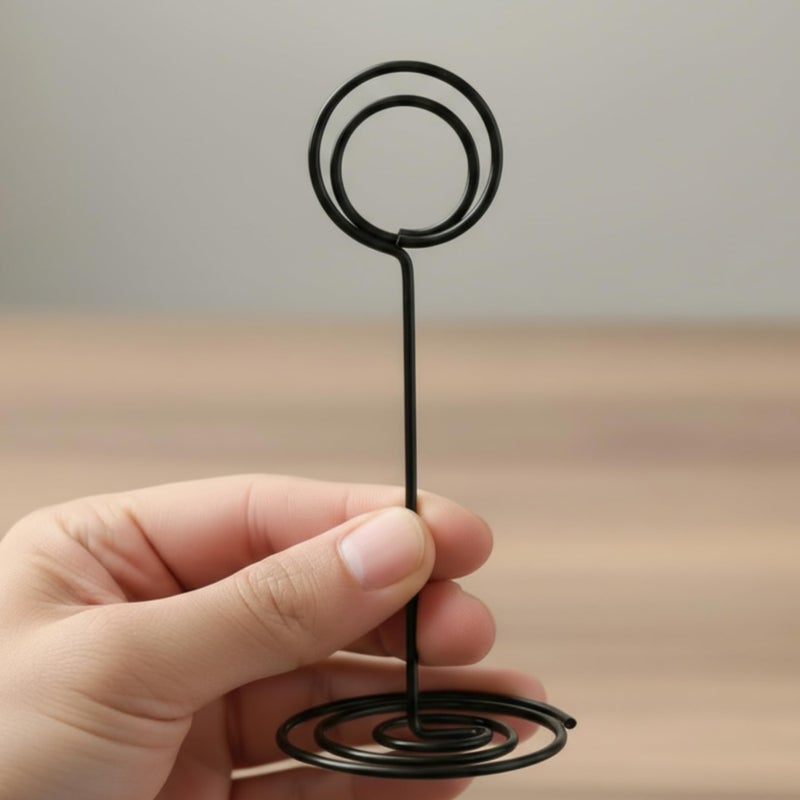 TecUnite 24 Pieces 3.35 Inch Table Number Holder Place Card Photo Holder Picture Name Menu Clips Memo Cards Stand for Wedding Reception Anniversary Birthday Party Centerpieces (Black) - Image 2