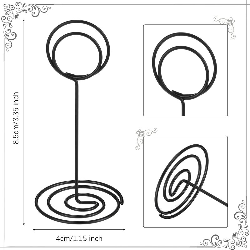 TecUnite 24 Pieces 3.35 Inch Table Number Holder Place Card Photo Holder Picture Name Menu Clips Memo Cards Stand for Wedding Reception Anniversary Birthday Party Centerpieces (Black) - Image 3