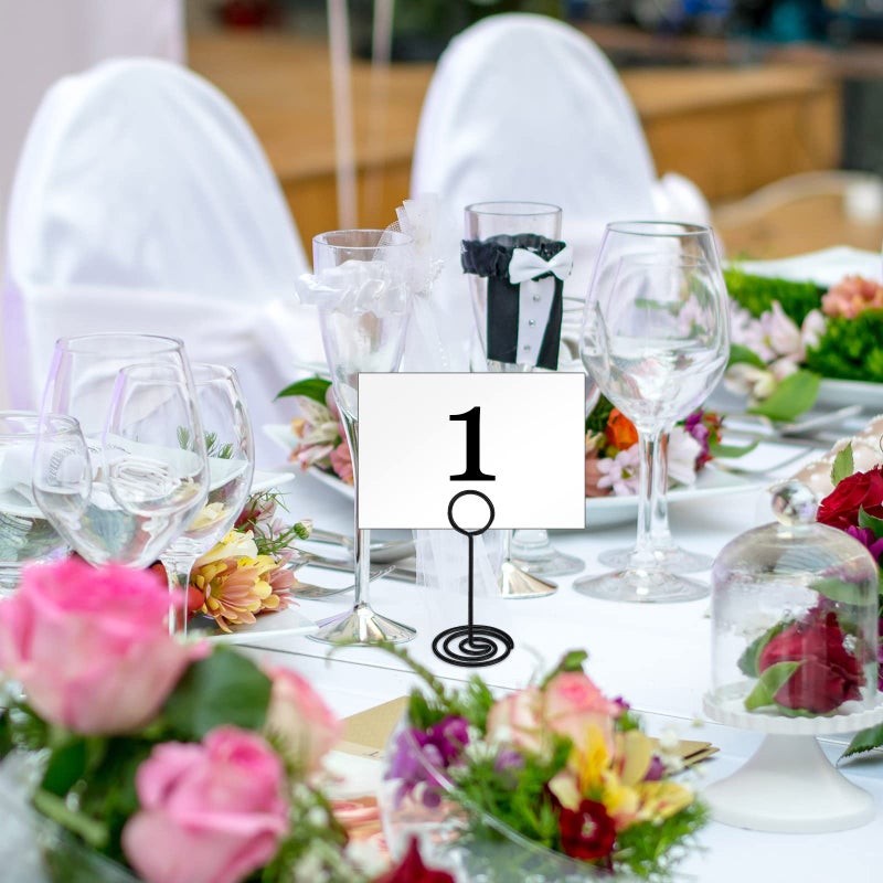 TecUnite 24 Pieces 3.35 Inch Table Number Holder Place Card Photo Holder Picture Name Menu Clips Memo Cards Stand for Wedding Reception Anniversary Birthday Party Centerpieces (Black) - Image 5