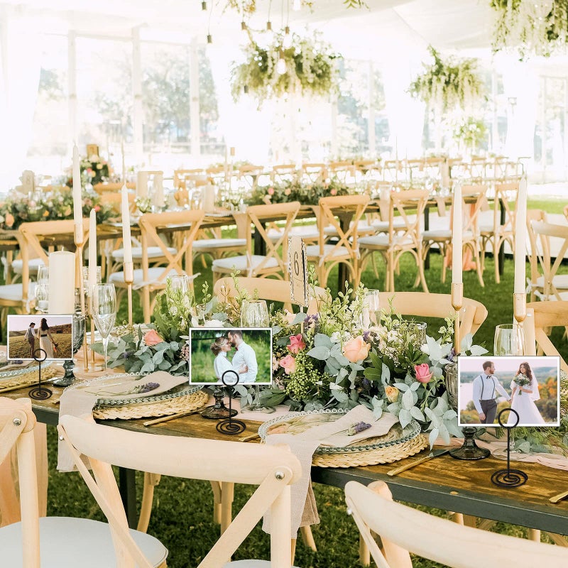 TecUnite 24 Pieces 3.35 Inch Table Number Holder Place Card Photo Holder Picture Name Menu Clips Memo Cards Stand for Wedding Reception Anniversary Birthday Party Centerpieces (Black) - Image 4