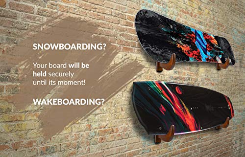 TESLYAR Surfboard Wall Mount – Wooden Surfboard Rack for Wall Storage – Solid Wood Hooks for Surfboard, Snowboard, Paddle Board & Wakeboard – Wave Style - Image 4