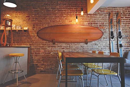 TESLYAR Surfboard Wall Mount – Wooden Surfboard Rack for Wall Storage – Solid Wood Hooks for Surfboard, Snowboard, Paddle Board & Wakeboard – Wave Style - Image 3