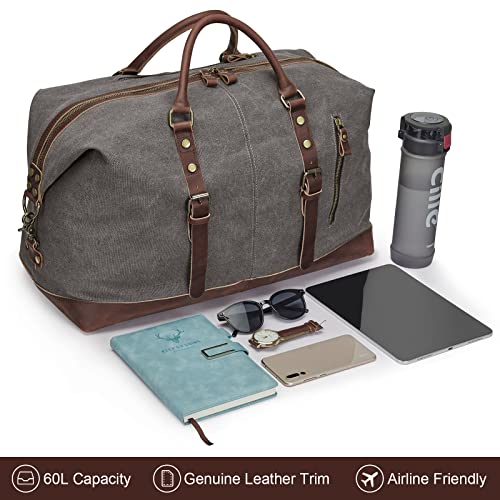 S-ZONE Duffle Bag for Travel Canvas Duffel Bag Carry on Weekender Bag for Men - Image 3