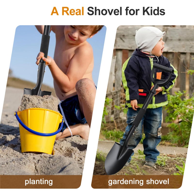 Coconut Shovel for Digging, 31" Garden Shovel with Ergonomic D-Grip, Compact Small Metal Spade Shovel for Gardening Camping, Kids Sand Beach Mini Spade, Portable - Image 5