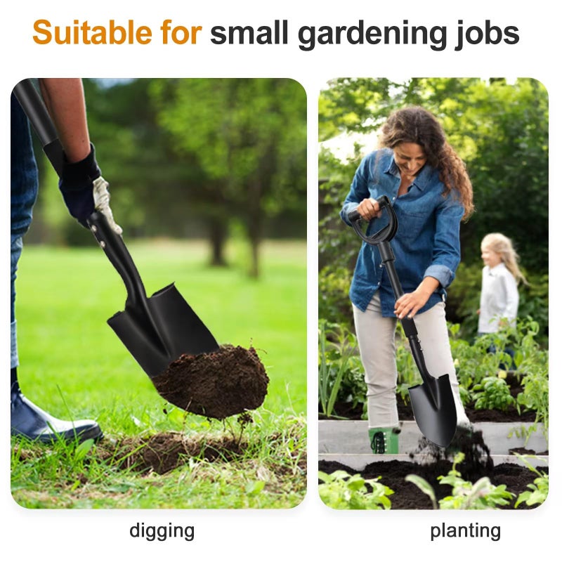 Coconut Shovel for Digging, 31" Garden Shovel with Ergonomic D-Grip, Compact Small Metal Spade Shovel for Gardening Camping, Kids Sand Beach Mini Spade, Portable - Image 4