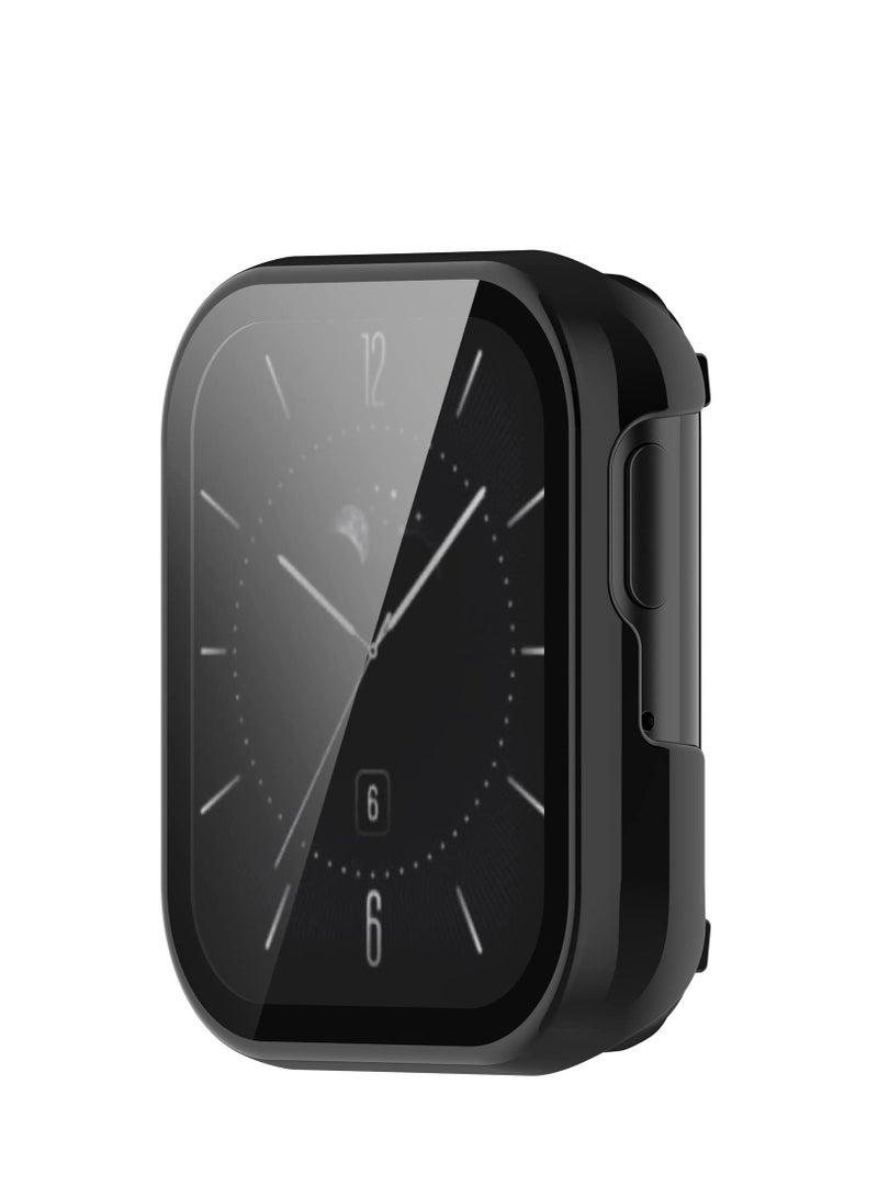 غطاء كامل للكمبيوتر مع خفف من الزجاج حامي الشاشة متوافق مع أوبو ووتش SE ( أسود ) - Image 3