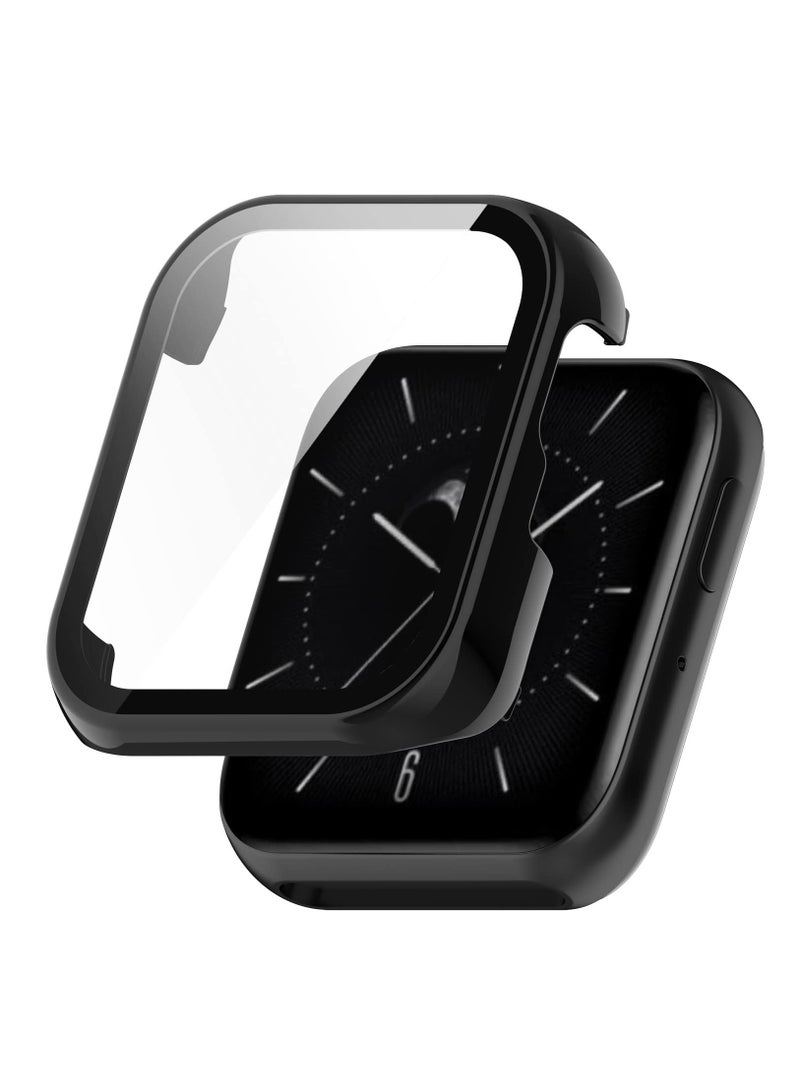 غطاء كامل للكمبيوتر مع خفف من الزجاج حامي الشاشة متوافق مع أوبو ووتش SE ( أسود ) - Image 2