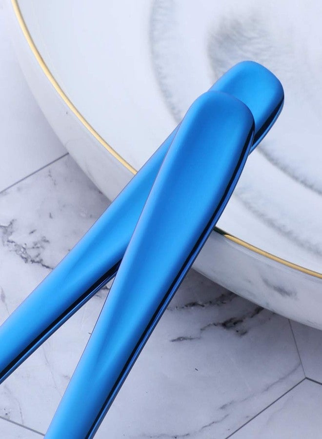 Bisda Buffet Serving Spoons, Stainless Steel 10 Inch Blue Plated Server Set of 2, Large Salad Serverware Utensils, Dishwasher Safe - Image 5